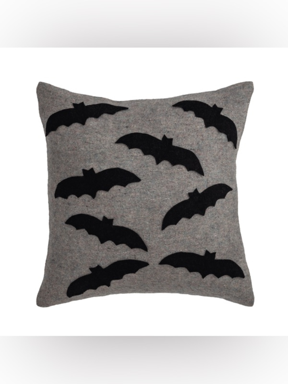 Mudpie Gray wool Bat Applique Throw Pillow - Brand Unknown